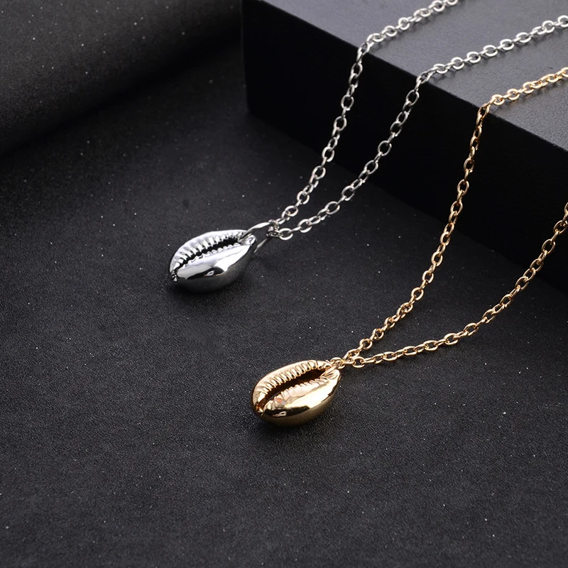 Винтажная Мода Золото Серебро Цвет ракушка ожерелье для женщин форма кулон