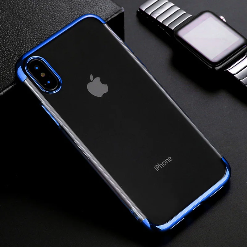Прозрачный мягкий чехол из тпу с гальваническим покрытием для Apple iPhone X XS Max XR 8 7 6 6S