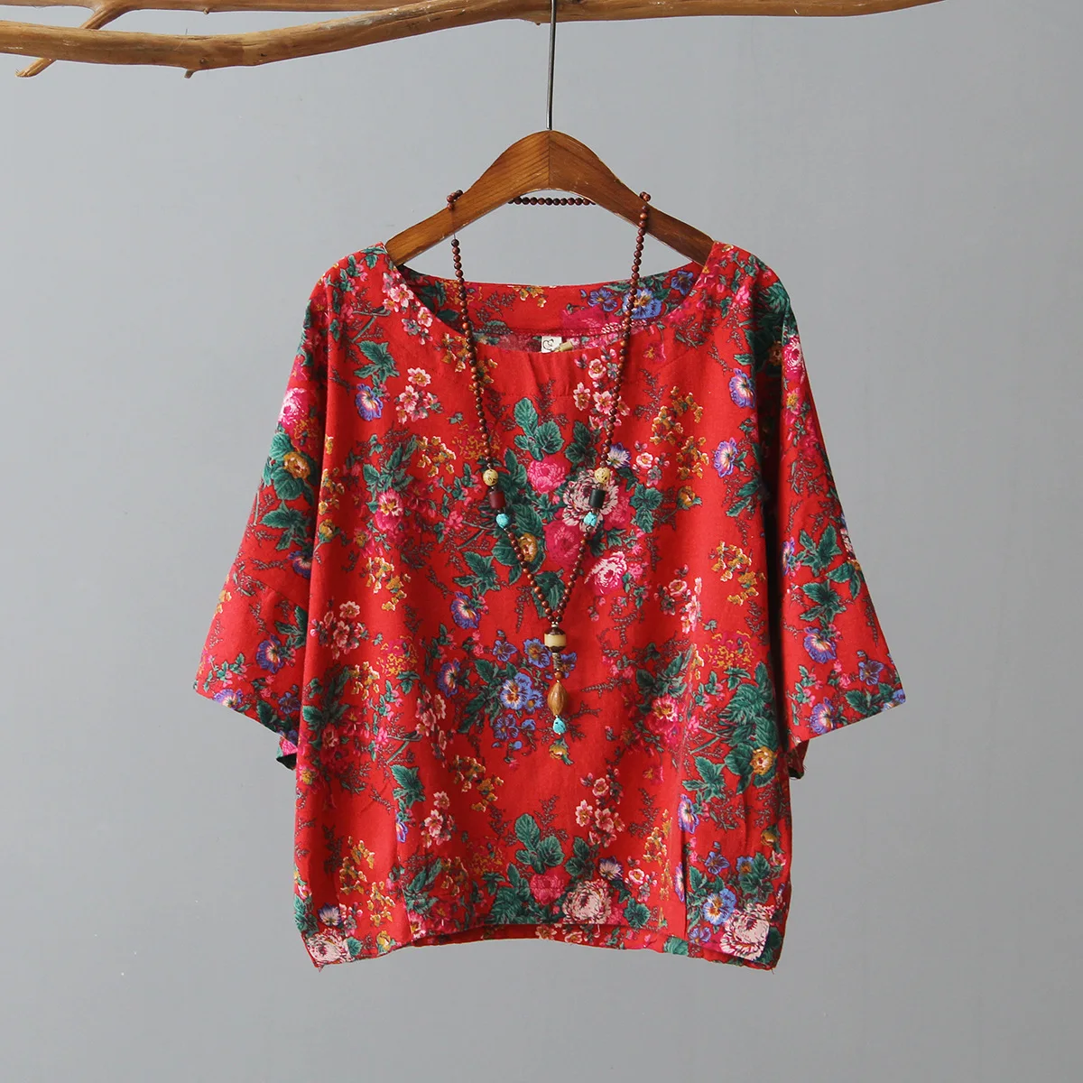 Этническая женская летняя стильная укороченная футболка Повседневная одежда из