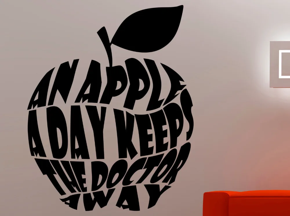 Наклейки с надписью An Apple A Day Keep Doctor Away Fitness|wall art|fitness quotesfitness wall |