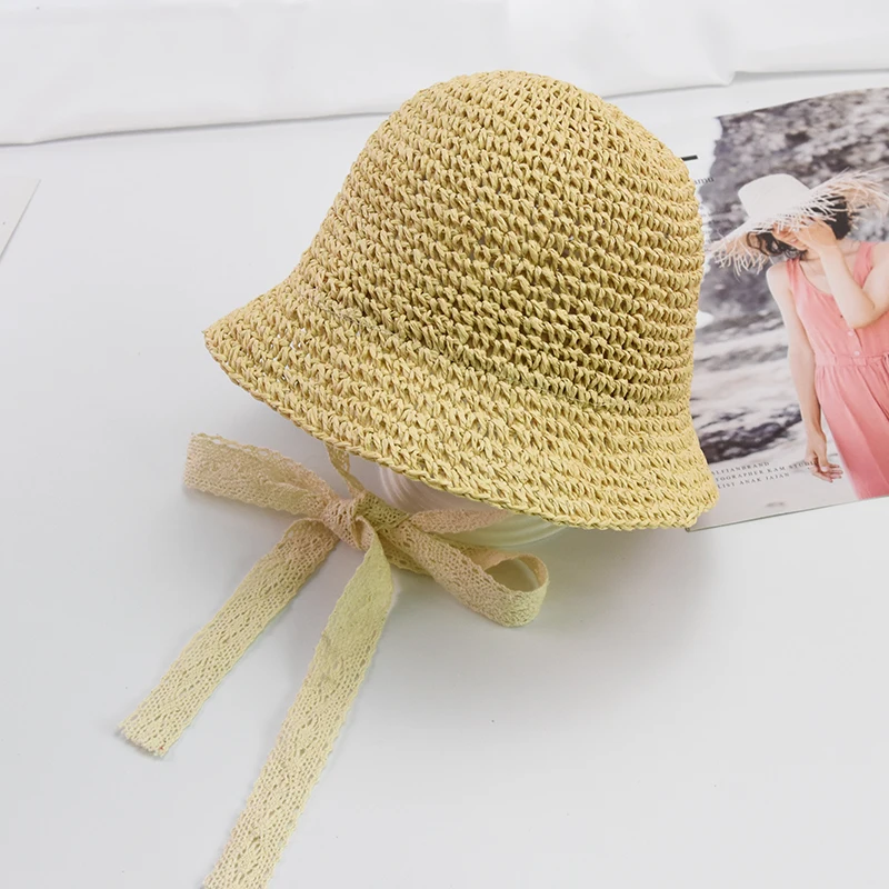 2019 Spring and summer women baby girl fisherman hat cute lace cap 1-4 years old children's sun visor straw parent-child | Детская