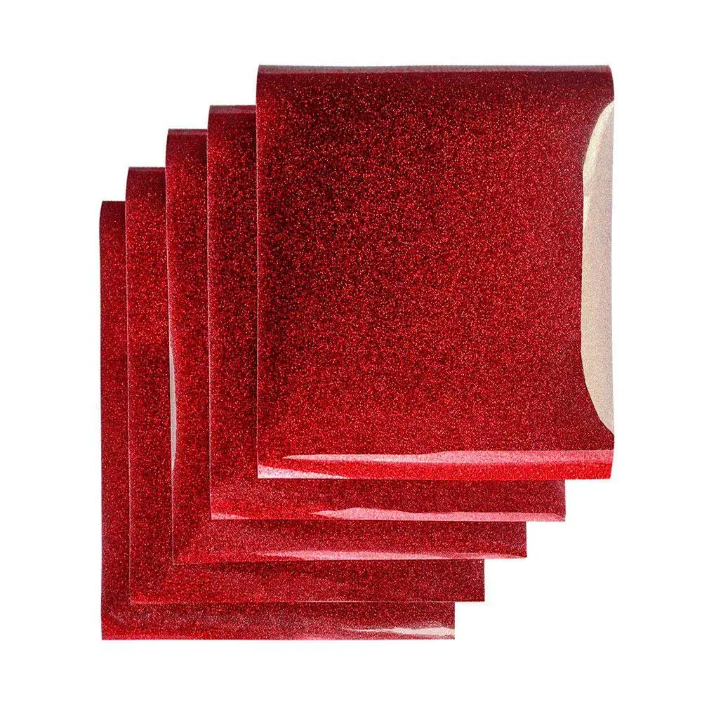5 red transfer vinyl Блеск винил 10*12 дюймов 5 листов передача тепла утюг на для футболки легко режется DIY одежда в стиле хип-хоп узор дома вечерние Декор - Цвет: 5 red transfer vinyl