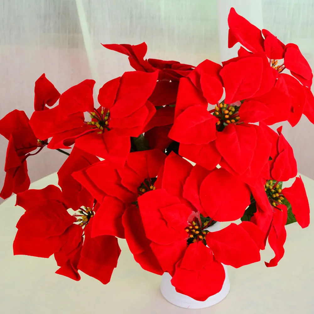 Искусственные букеты Poinsettia, свадебные украшения для гостиной, спальни, цветочные украшения