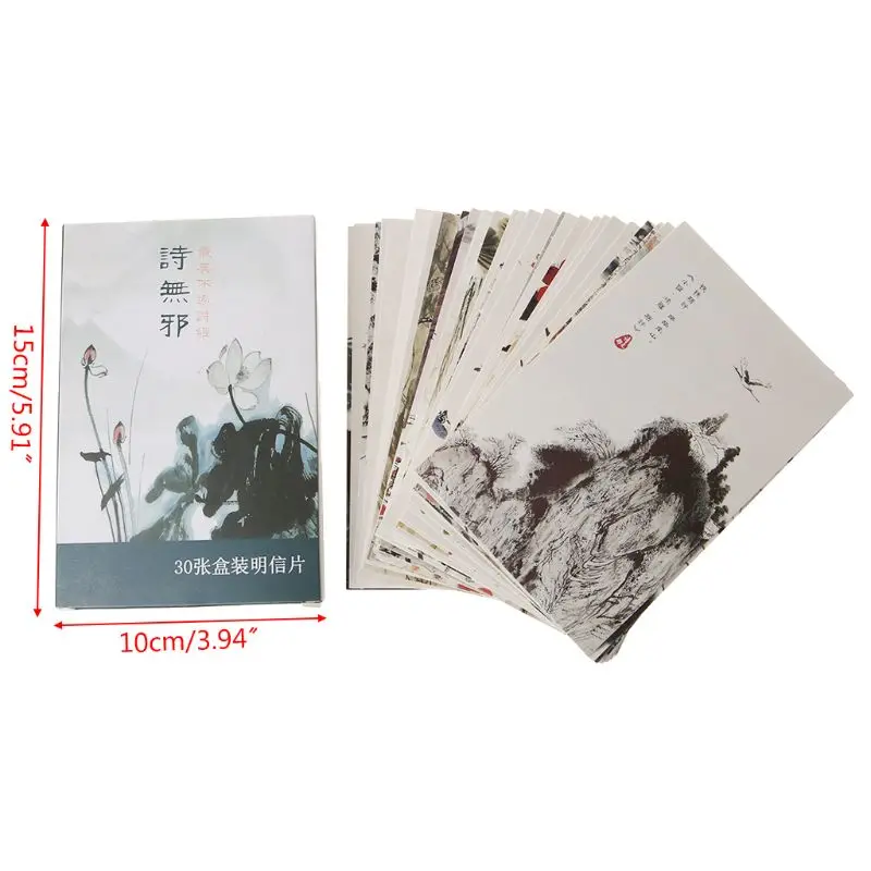

30 Sheets Landscape Paintings Retro Vintage Postcard Christmas Gift Card Wish Poster Cards
