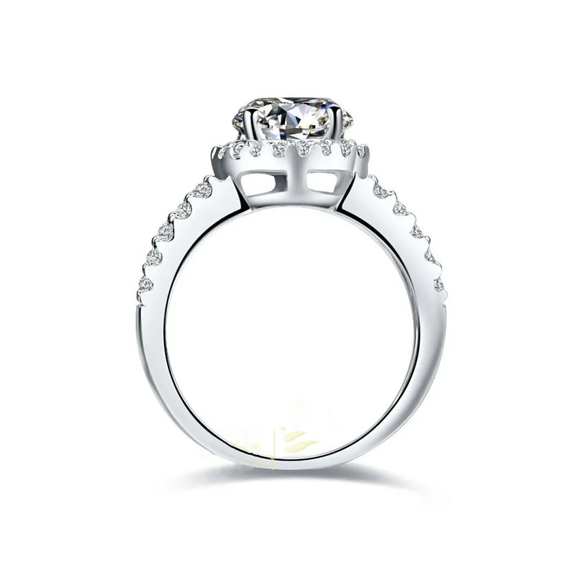Отличное 1CT блестящее твердое кольцо из белого золота 585 пробы высокое качество