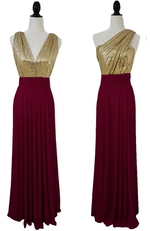 Robe Demoiselle D'honneur Bridesmaid Dresses Long Chiffon with Sequins Wedding Party Dresses Vestidos De Fiesta De Noche