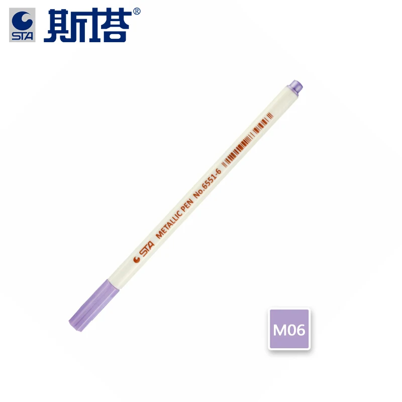 M06 Metallic Violet STA 10 цветов металлический маркер ручка для поделок, скрапбукинга ручка художественный маркер школьные канцелярские принадлежности - Цвет: M06 Metallic Violet
