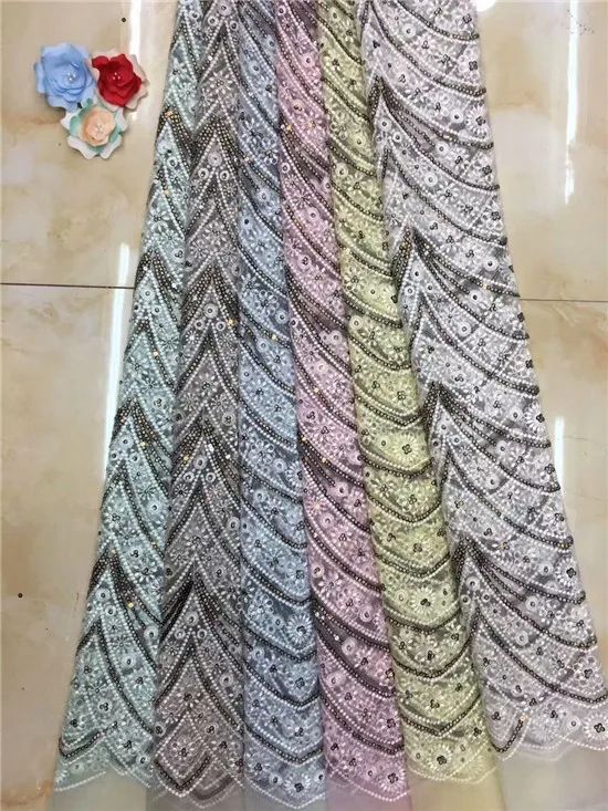 

Sequined Style African High Quality Net Wedding Lace Fabric 2019 New Nigeria Sequins Guipure Tulle Sewing Evening Dress Material