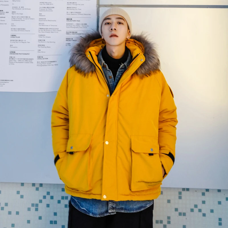 

Новинка 2019, зимняя куртка-бомбер с капюшоном, мужские утепленные парки, пальто с капюшоном