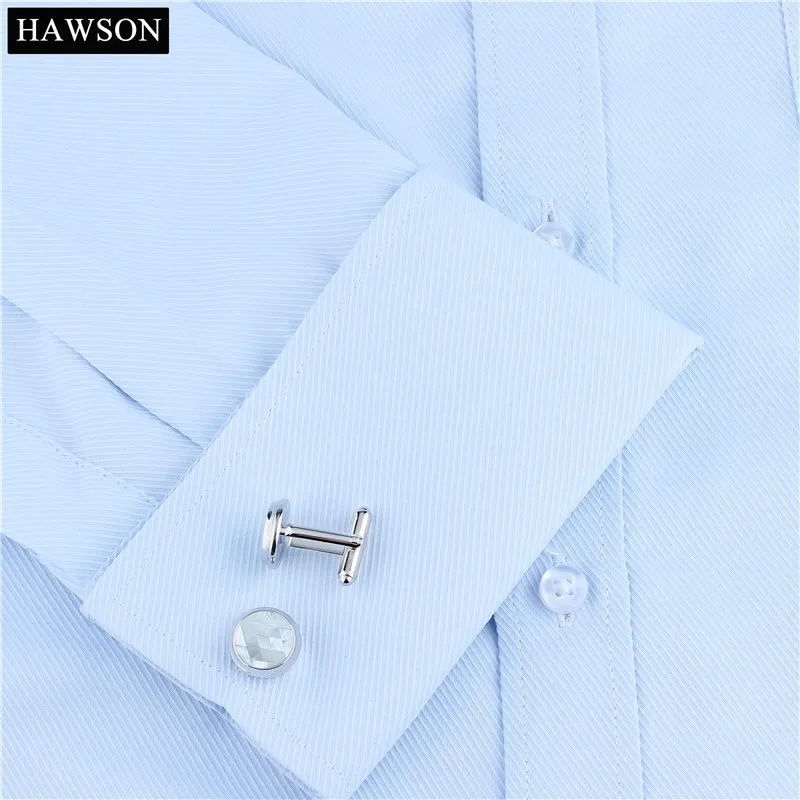 Классические перламутровые запонки HAWSON круглые с родиевым покрытием