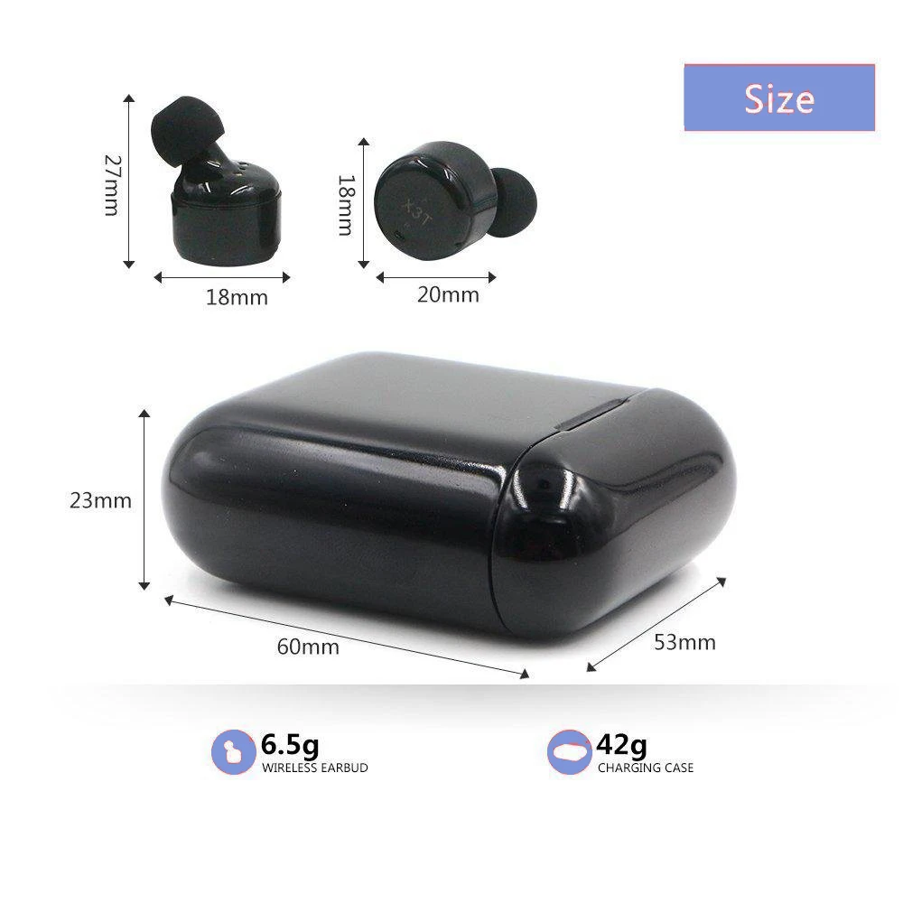 True Wireless Bluetooth 4 2 наушники вкладыши TWS с X3T мини стерео в ухо наушник 700 мАч заряда