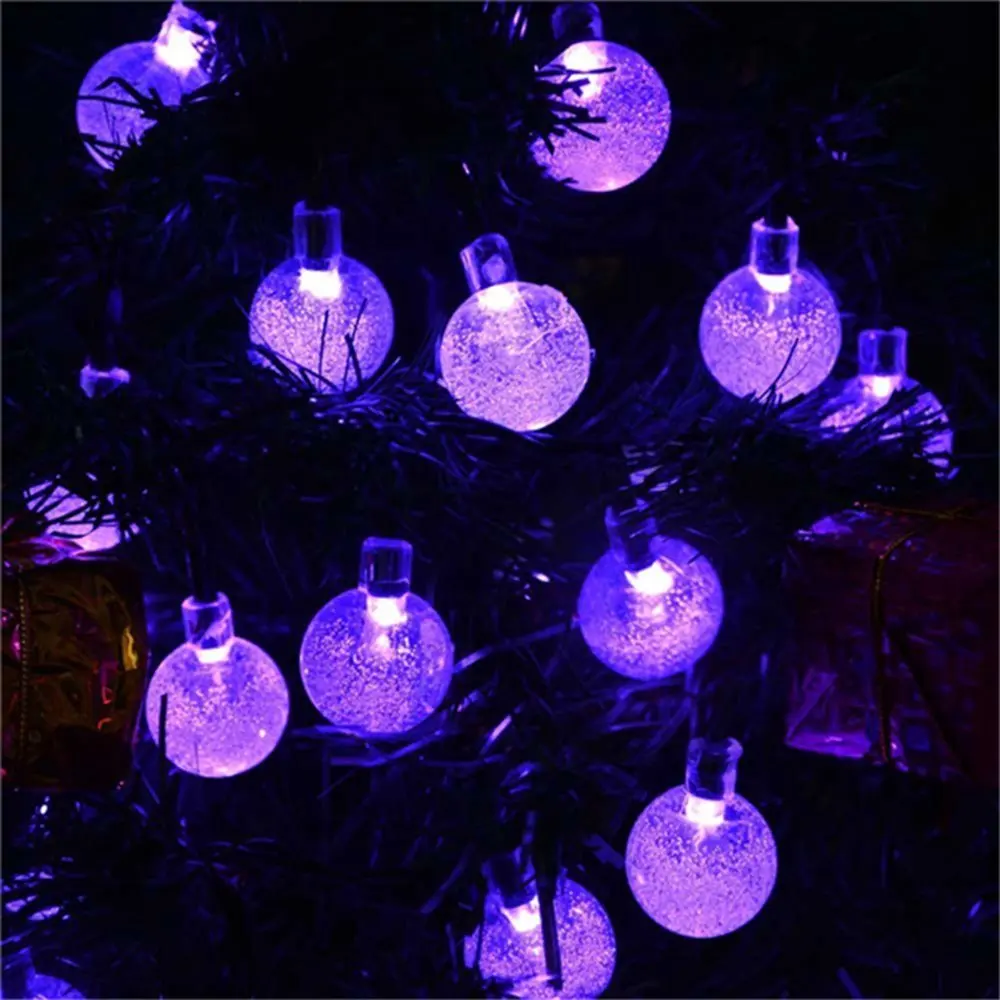 Наружная Солнечная светящаяся гирлянда 20ft 30LED сказочная струнная гирлянда Пузырьковые хрустальные шаровые огни декоративное освещение для дома в саду