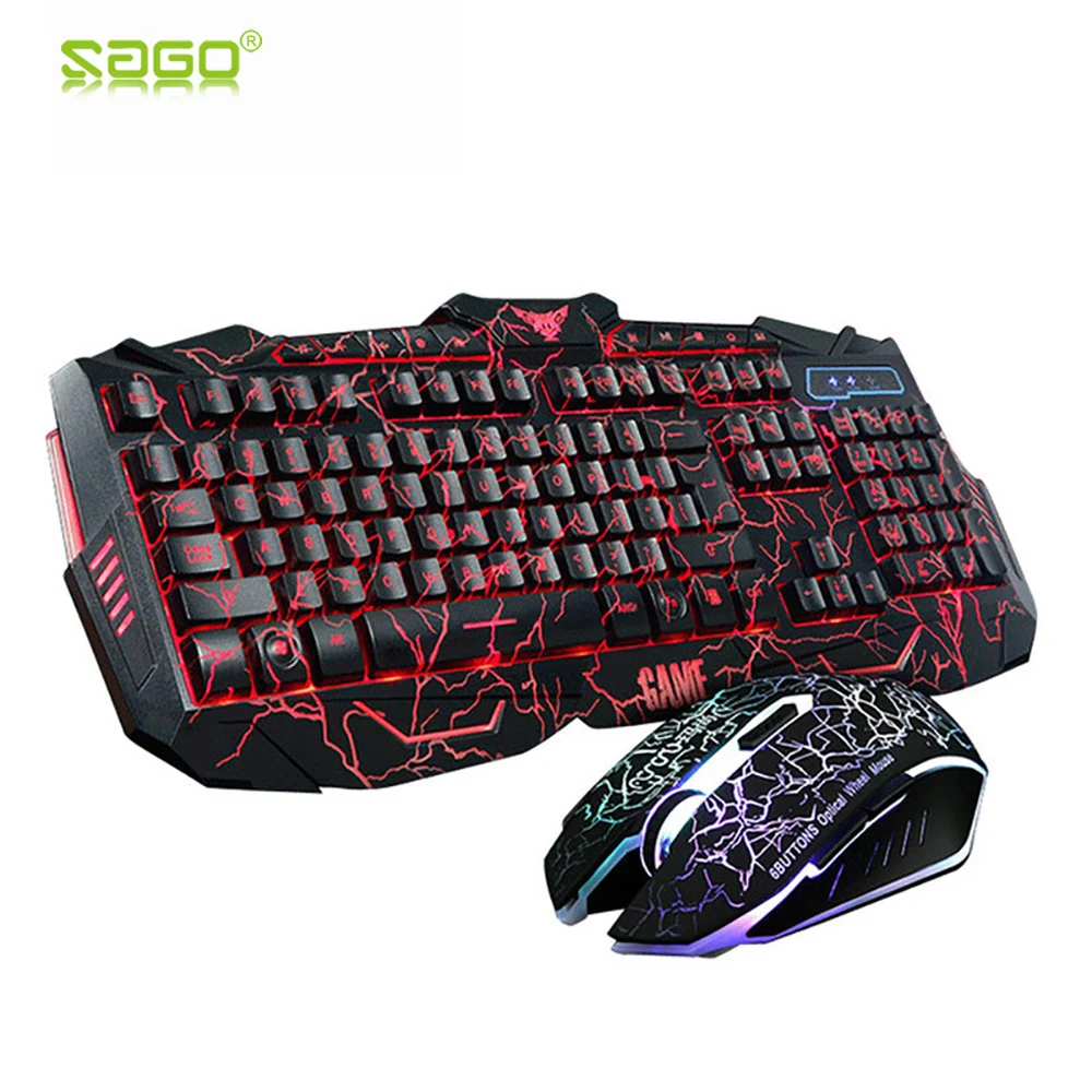 Sago RGB игровая клавиатура русская/английская версия и мышь