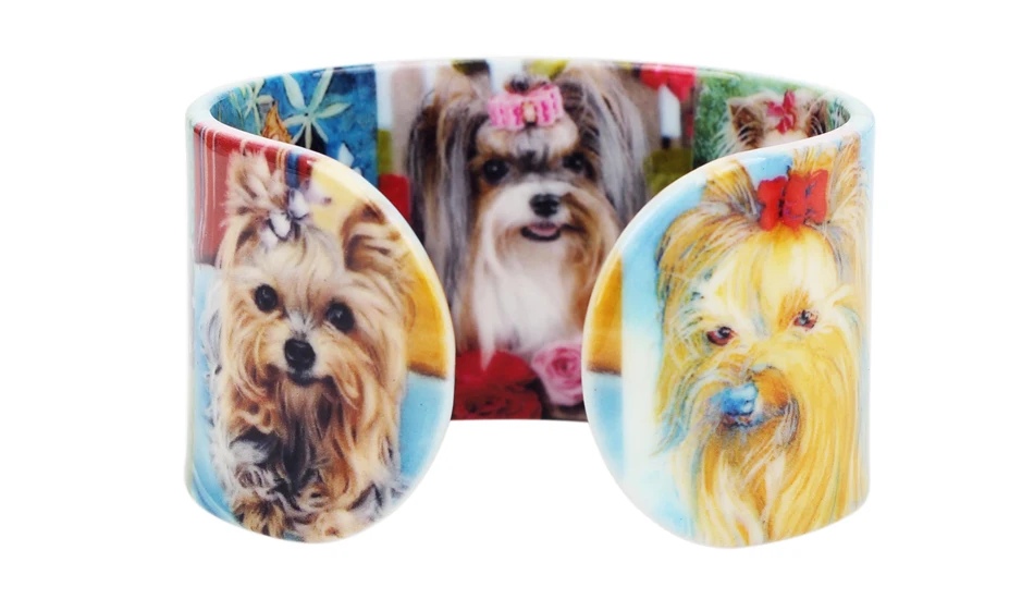 Bonsny пластиковые цветочные Shih Tzu браслеты с собакой браслеты индийская мода ремесло животное ювелирные изделия для женщин девушки дамы аксессуары Новинки