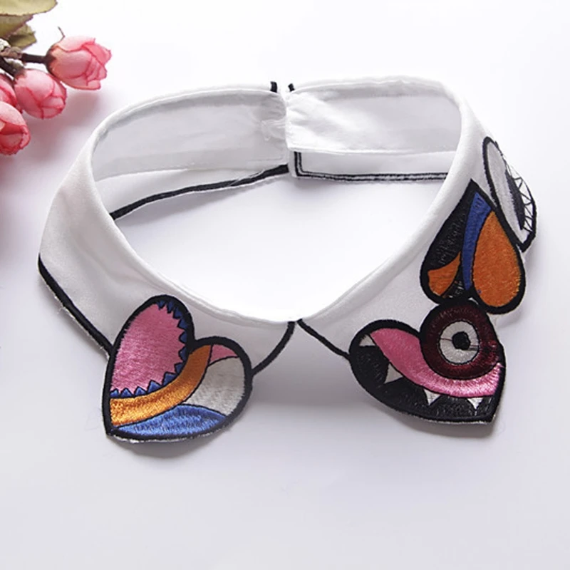 Женская винтажная блузка с отложным воротником воротник обманка съемная вышивка