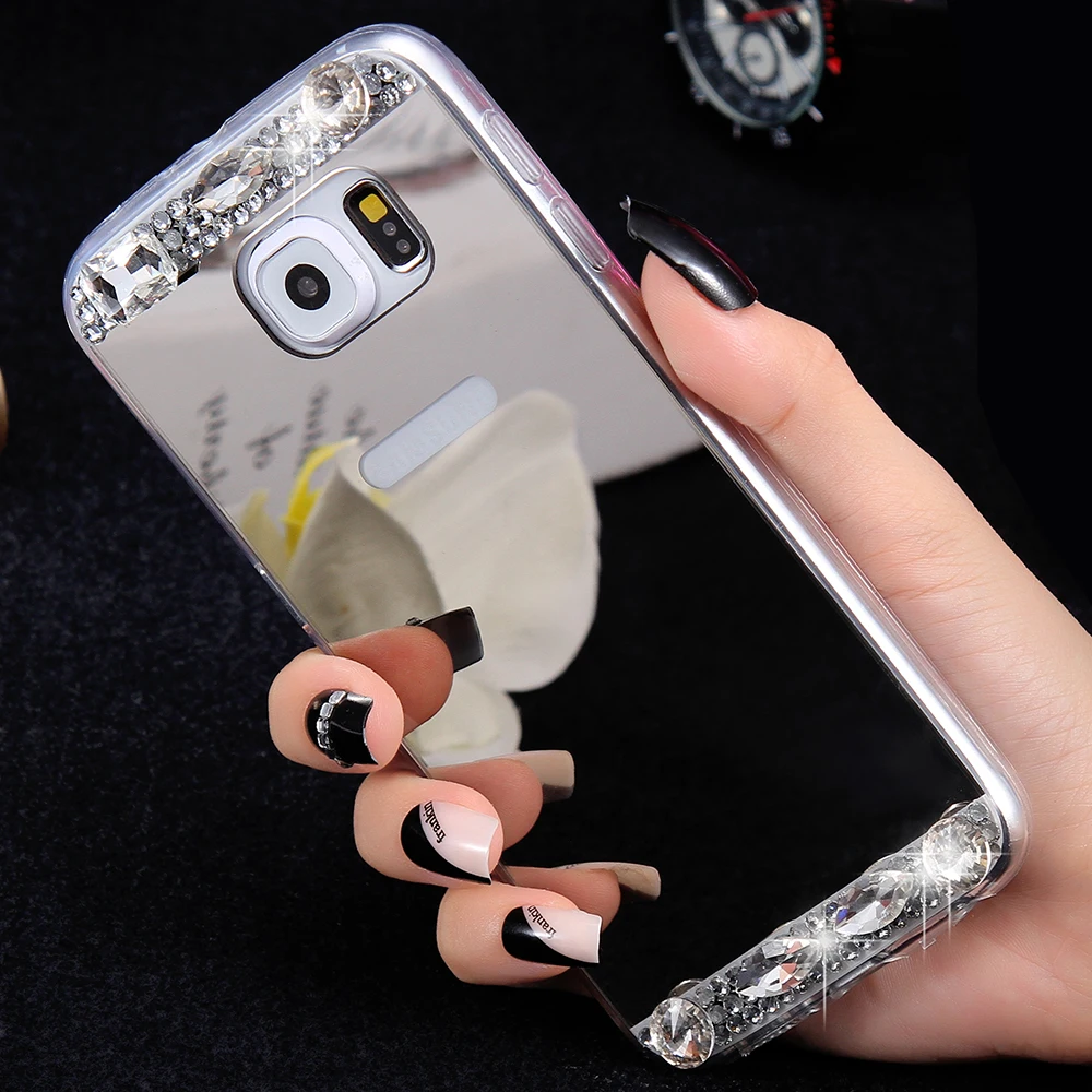 KISSCASE роскошный Алмазный чехол для Samsung Galaxy A5 A7 A3 J5 J7 2016 S6 S7 Edge зеркальный