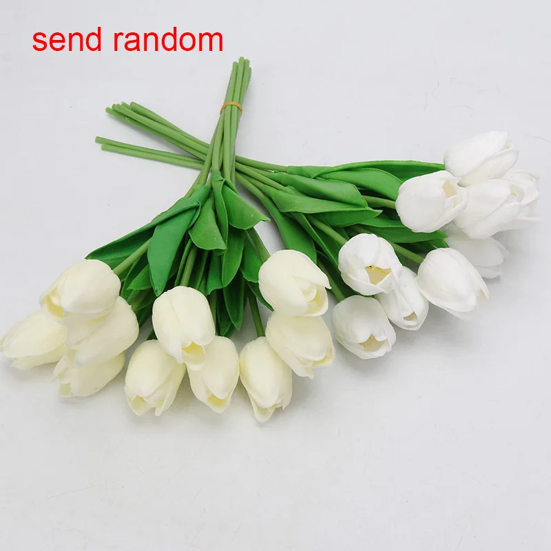milk white random 5 шт./лот красота полиуретан на ощупь как настоящий поддельные цветы тюльпаны Искусственные цветы букет Свадебный букет декоративные цветы для свадьбы - Цвет: milk white random