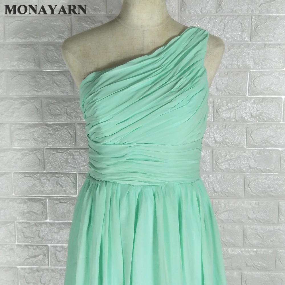 Женское шифоновое платье подружки невесты мятно-Зеленое Длинное плиссированное