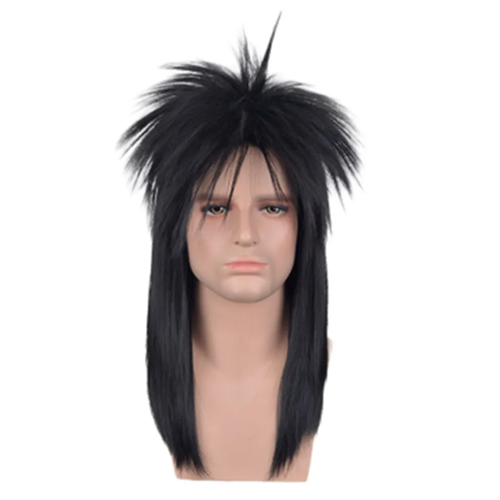 2019 Топ Ретро Рок Группа ветер черный длинные прямые COS для мужчин парик вечерние