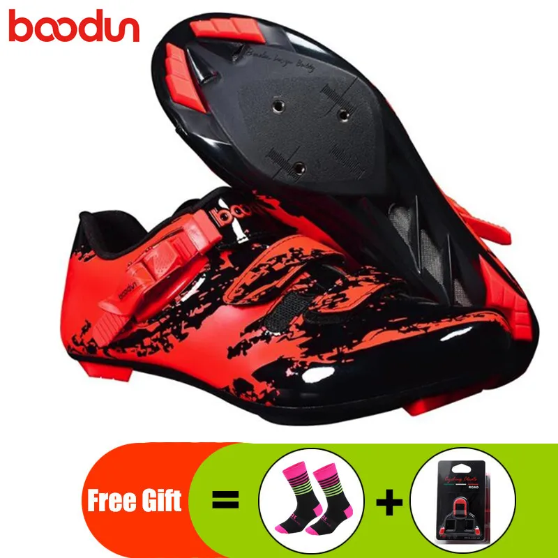 add gift Кроссовки для шоссейных велосипедных кроссовок, набор педалей, дышащая велосипедная самоблокирующаяся велосипедная обувь, Zapatillas Ciclismo, спортивные гоночные кроссовки - Цвет: add gift