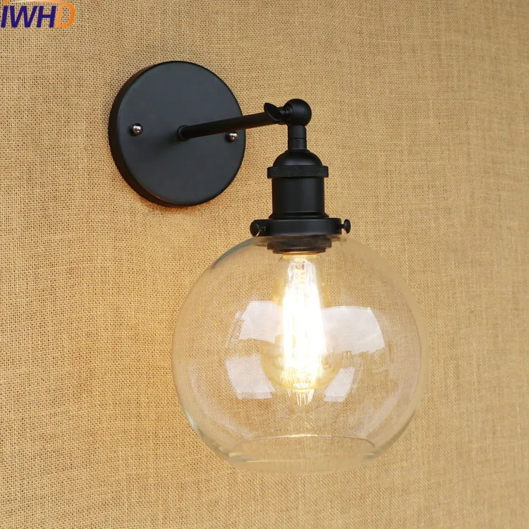 Iwhd Стекло мяч ретро Винтаж настенные светильники бра wandlamp LED edison промышленных настенный светильник Лофт Apliques сравнению Lampen