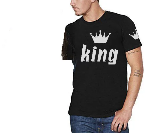 Футболка king queen женская рубашка плюс размер одежда для пары готика Харадзюку Топы