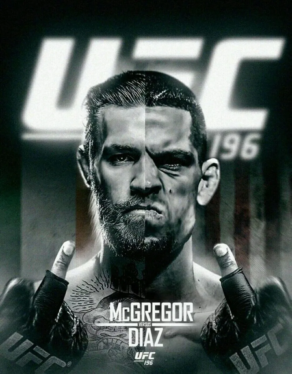 UFC 196 Конор Макгрегор против Нэйта Диаза Книги по искусству шелка с принтом Poste