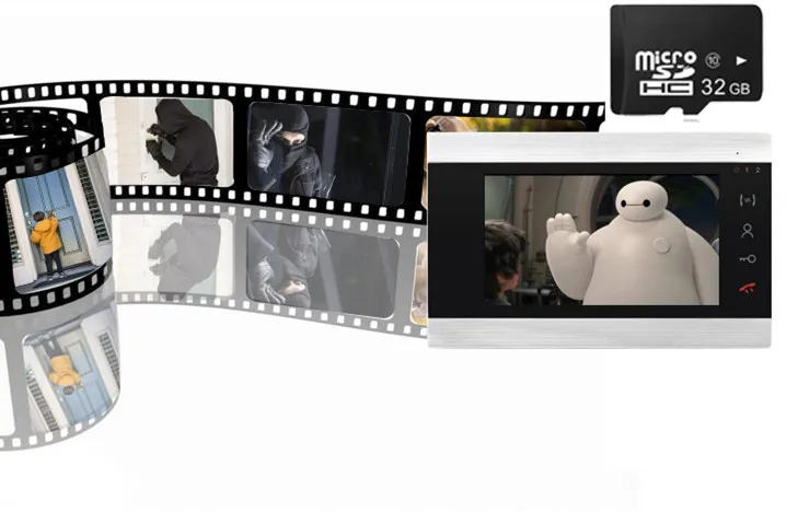 Dragonsview AHD 720/960P 4 провода 7 дюймов внутренний монитор видео домофон CVBS/AHD видео вход запись обнаружения движения