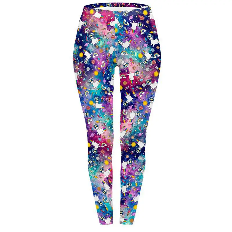 Женские леггинсы для фитнеса спортивная одежда с мультипликационным принтом