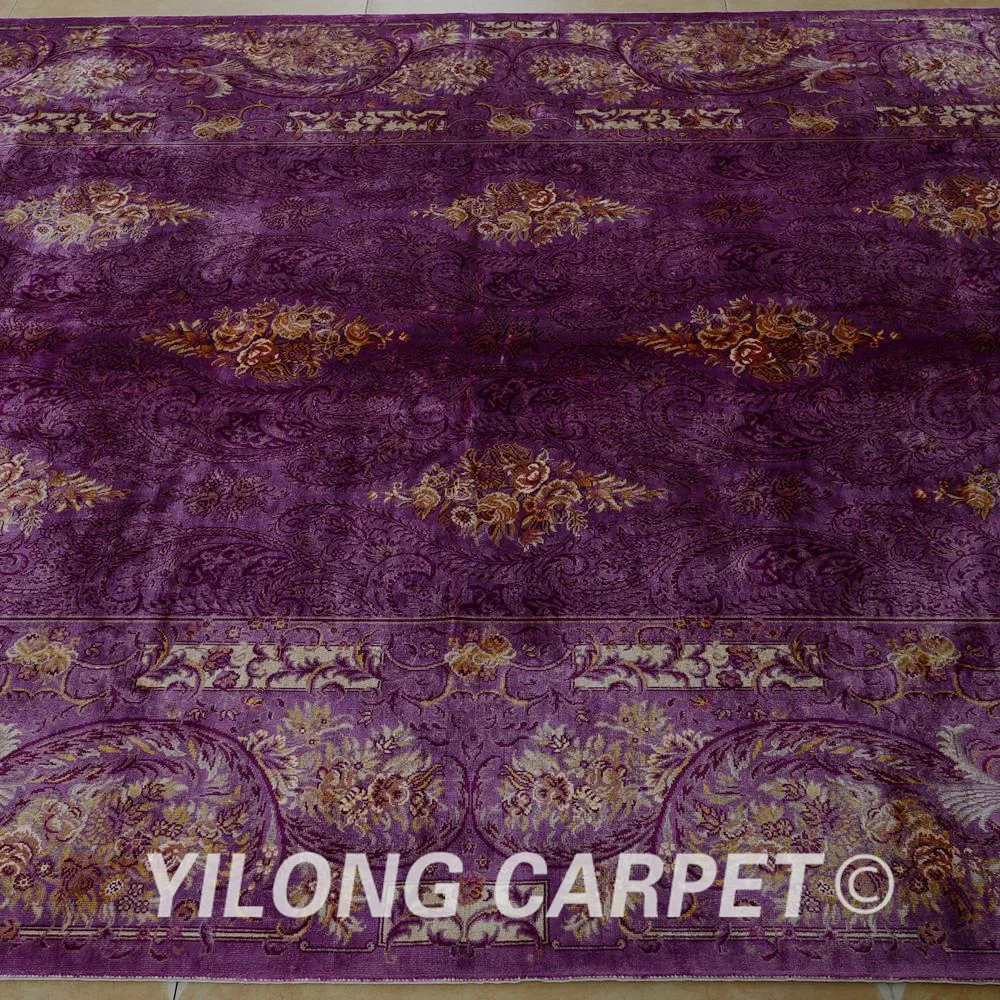 Yilong 5.6'x8.2' Antique handmade Turkish carpet red purple silk rug persian (1838) | Дом и сад