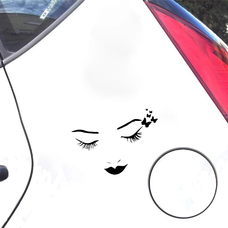 YJZT 13.6*9.3CM Shy Cute Beautiful Gorgeous Girl Face Car Sticker Black/Silver Vinyl Decal Popular Fashion Style C20-0916 | Автомобили и