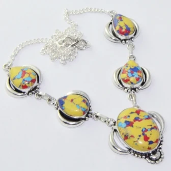 Мозаика Jaspers ожерелье серебряное покрытие над медью 49 8 см N1701|necklace silver|silver necklacecopper
