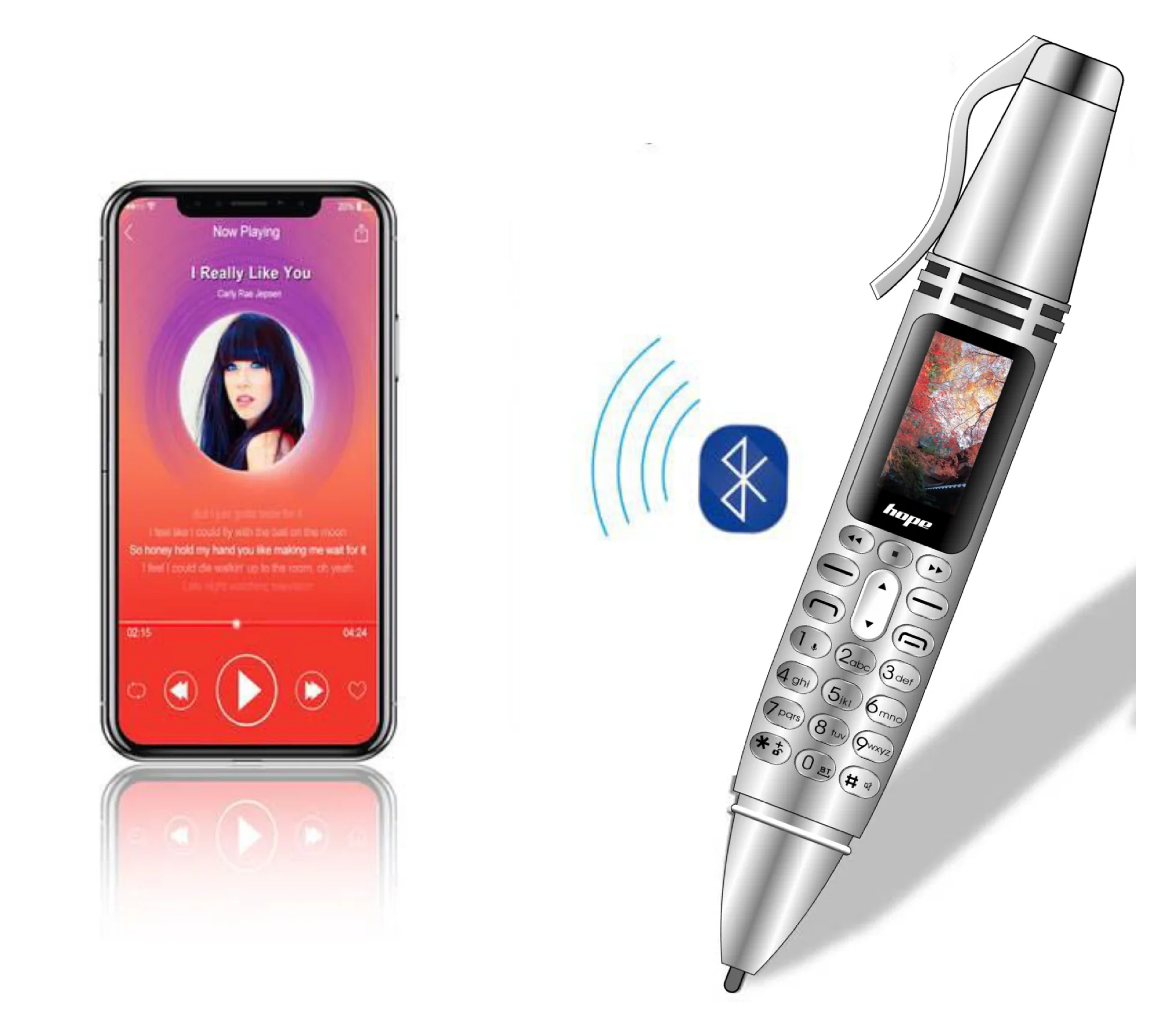 CHAOAI AK007 мини-ручка для мобильного телефона Dual Sims двойной режим ожидания GSM Bluetooth 2G разблокированный маленький сотовый телефон камера фонарик Запись