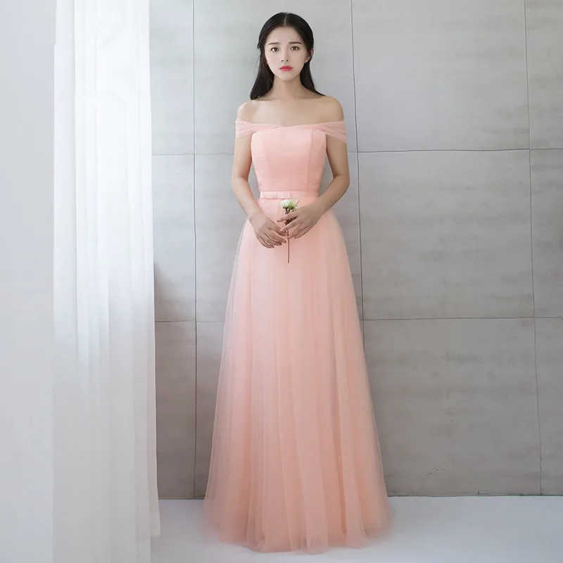 Розовое длинное платье в пол с V-образным вырезом | Свадьбы и торжества