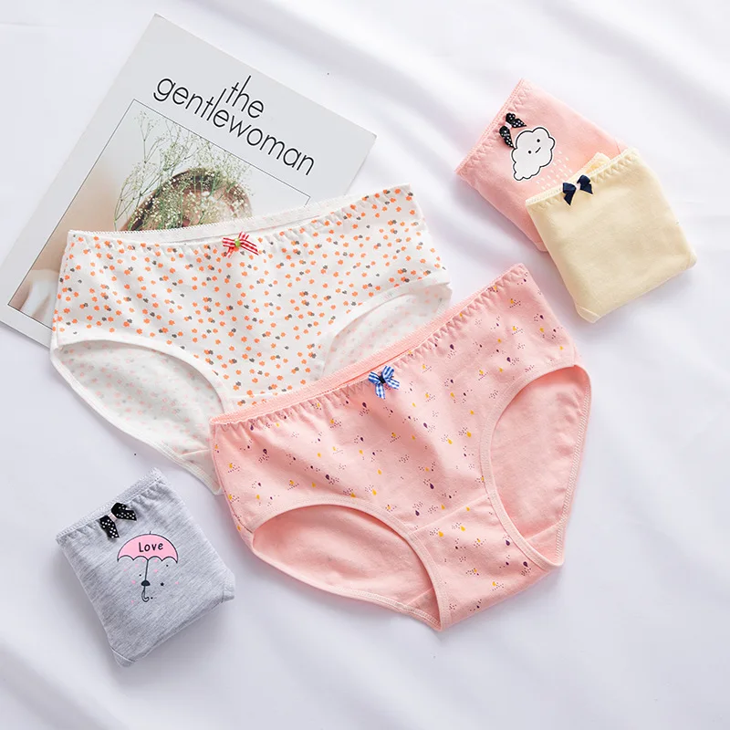 Women's panties Bow print cartoon underwear female cotton underpants gril brienfs sexy lingerie ladies panty women intimate |