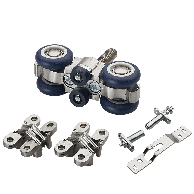 

1set high quality Folding Sliding Door Roller mute sliding with hinged shaft barn door sliding track system