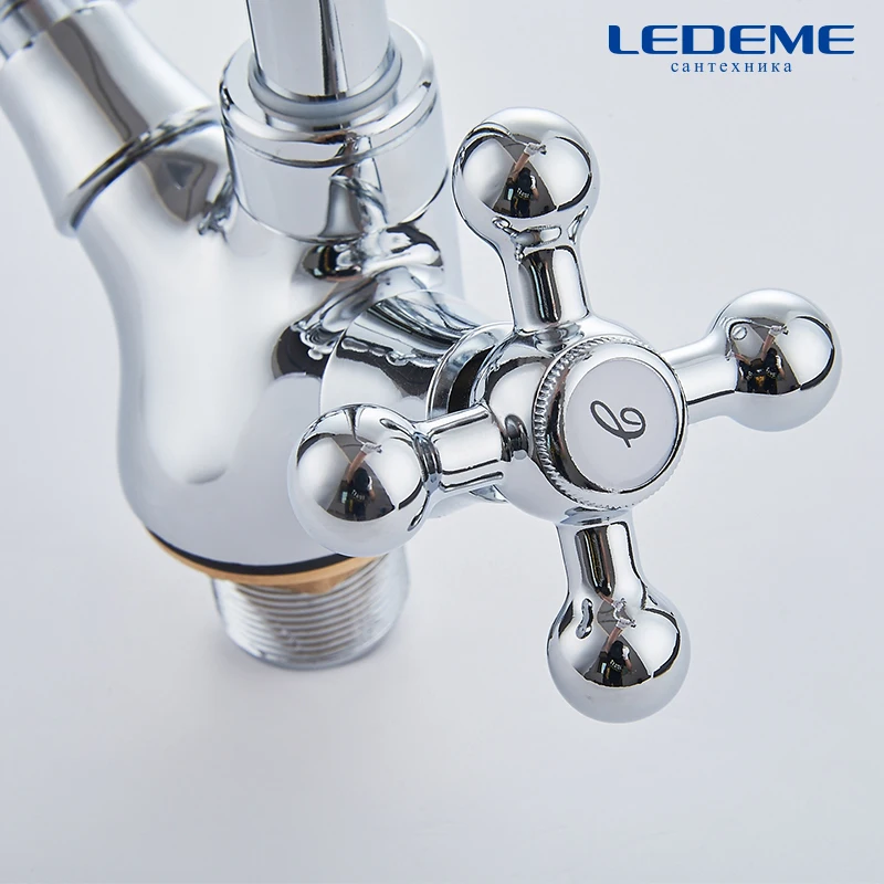 ledeme kitchen faucet dual holder and two kinds of water way outlet pipe tap basin plumbing hardware brass sink faucet l4319 3 free global shipping