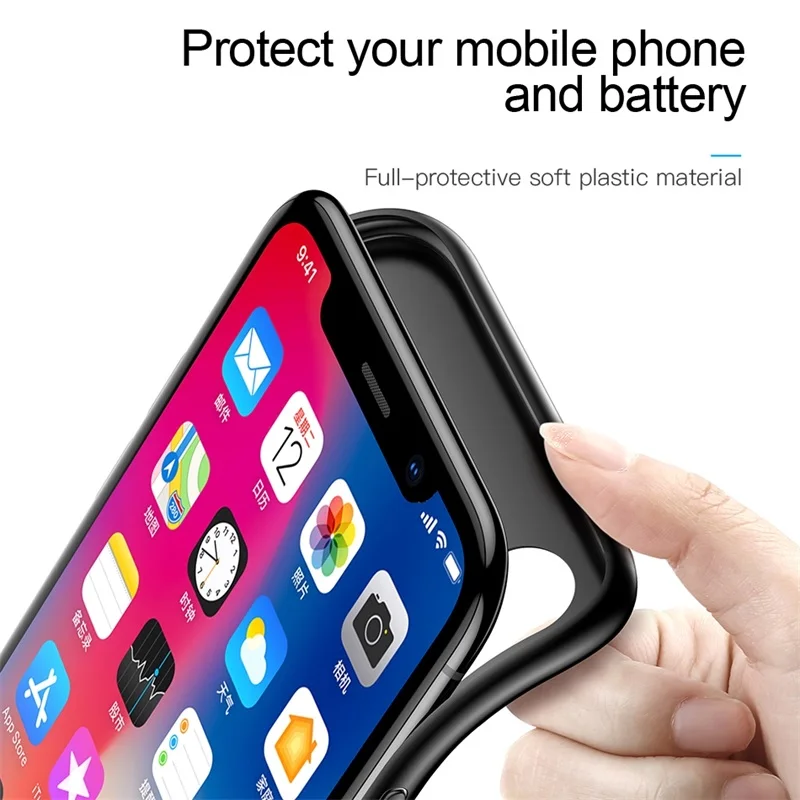 Чехол для зарядного устройства Baseus для iPhone X 10, ультра тонкий внешний аккумулятор, запасная упаковка, чехол для зарядки аккумулятора для iPhone X