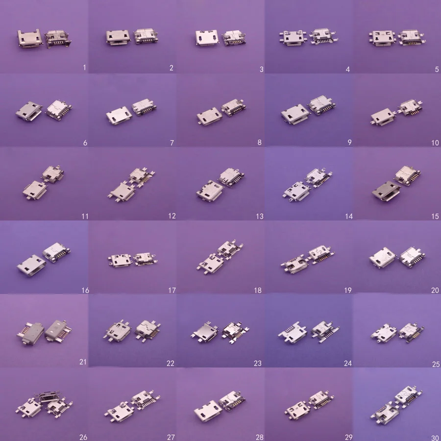 30 моделей 5 P контактов мини-разъем Micro USB разъем для задней зарядки Разъем v8 Lenovo
