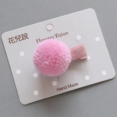 4 pin pink Корейские меховые шарики для девочек, маленькие милые однотонные заколки для волос, детские заколки для волос, аксессуары для волос, подарок для маленьких девочек - Цвет: 4 pin pink