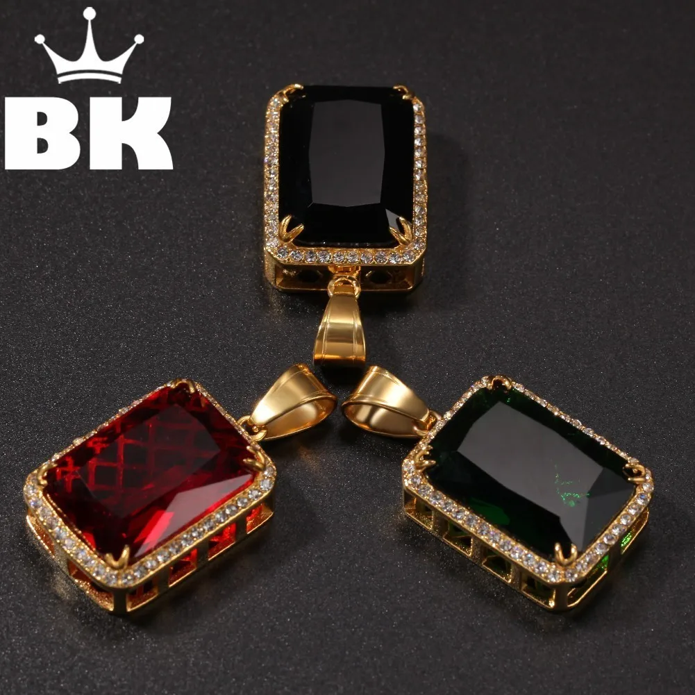 THE BLING KING нержавеющая сталь на заказ квадратные камни ожерелье хип хоп полный Iced Out