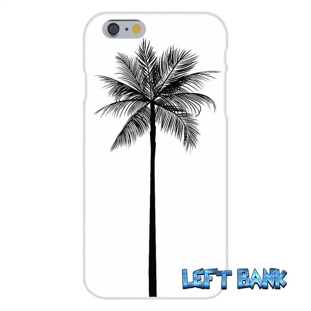For Samsung Galaxy Note 3 4 5 S4 S5 MINI S6 S7 edge Black white palm leaves trees Art Soft Silicone TPU Transparent Case |