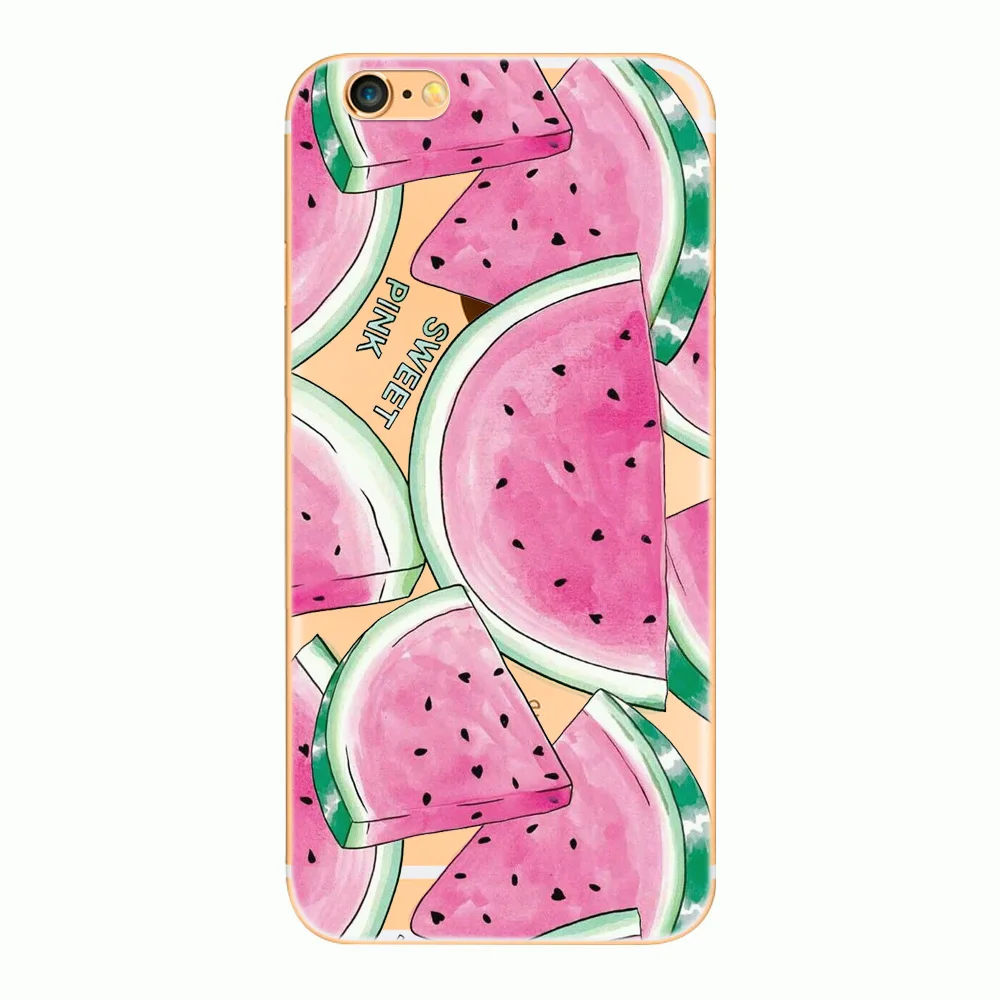 Жесткий пластиковый прозрачный чехол для apple iphone 4, 4S, 5, 5S, SE, 5C, 6, 6splus с изображением банана/апельсинов/арбуза/сосны/яблока/клубники