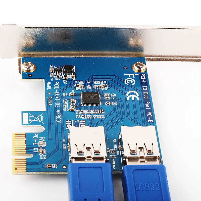 Плата адаптера Райзера Ubit PCI E Rabbet Ethernet Mining 2 в 1 плата к 1X разъему 16X с кабелем