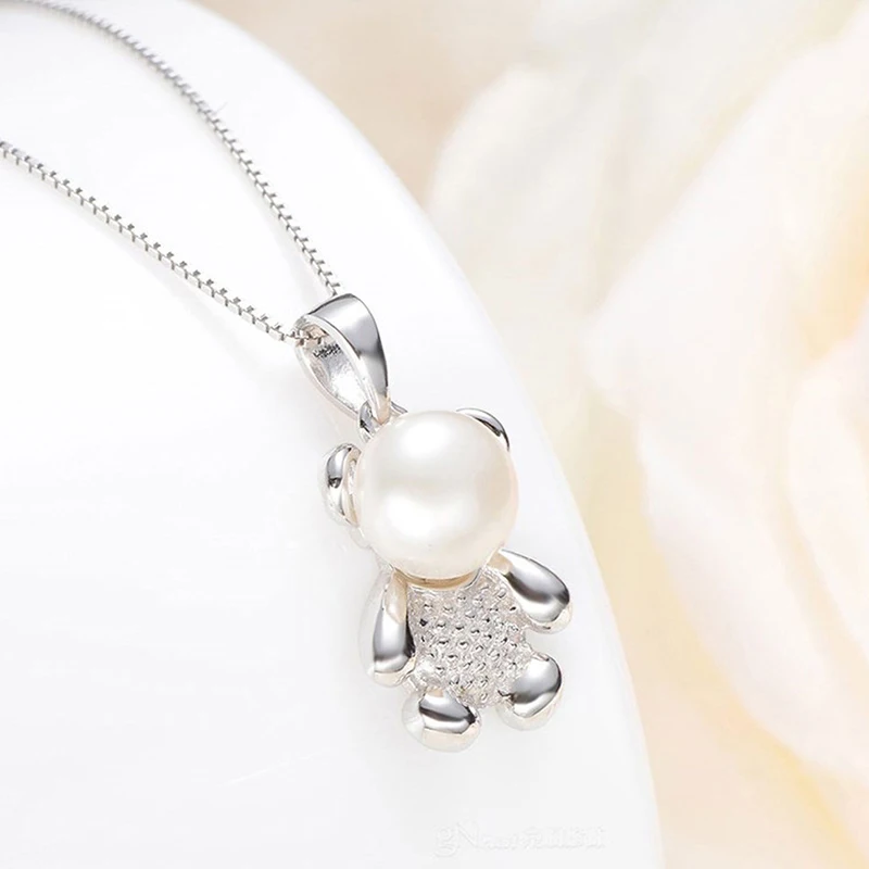 8 9 мм новое милое ожерелье из пресной воды с медвежонком и жемчугом подвески