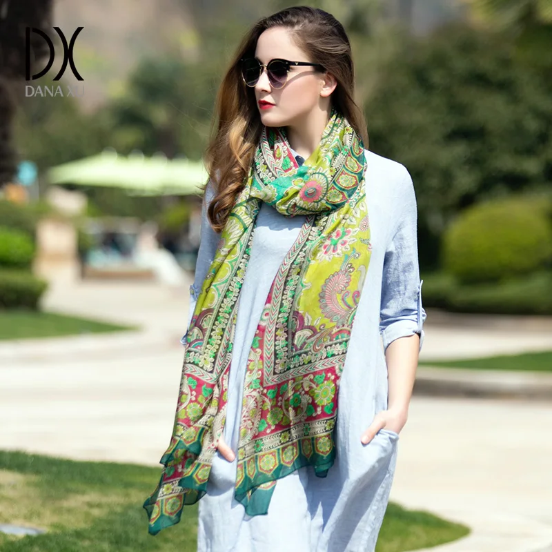 Женский шарф из 100% шелка модная длинная шаль пашмины в новом дизайне накидка