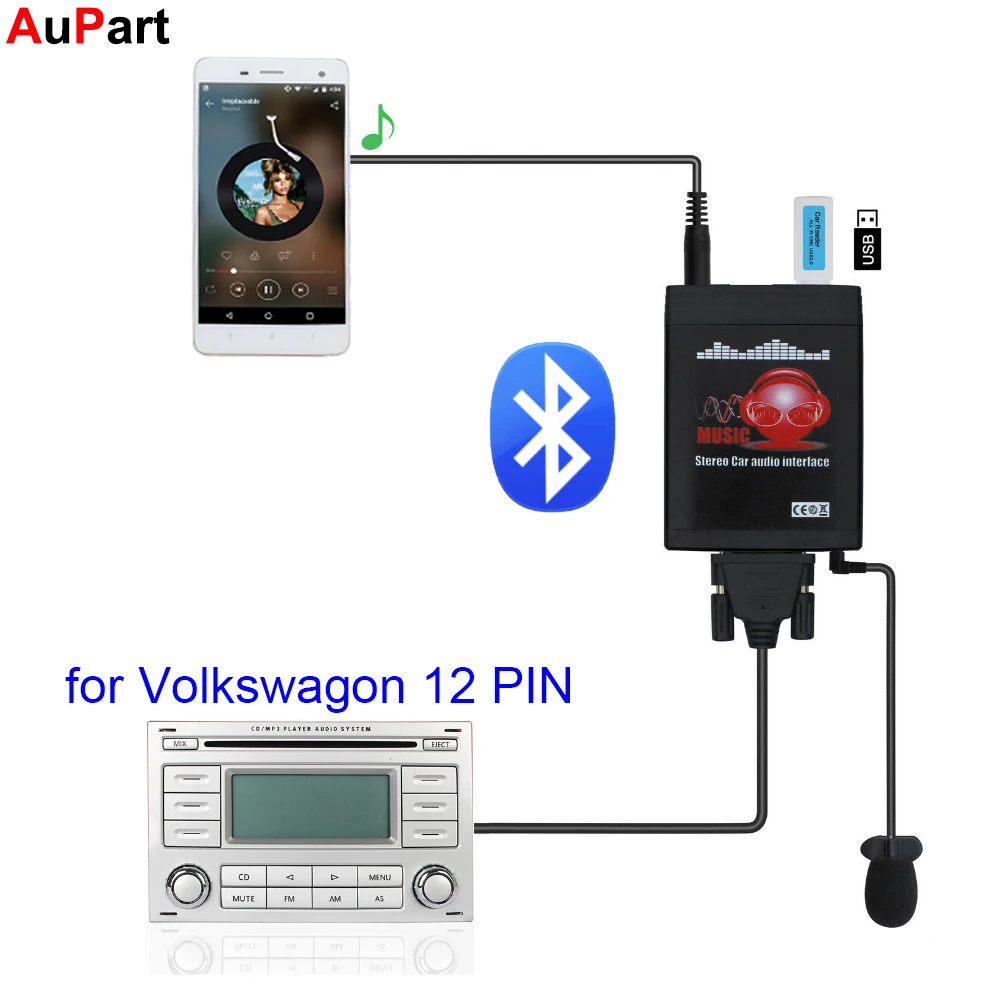 Автомобильное радио Bluetooth USB AUX адаптер 3 5 мм Интерфейс cd чейнджер для Volkswagen Beetle Golf