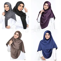 2020 new satin hijab scarf for women malaysia silk headscarf muslim islamic clothing hijabs stole shawls and wraps hoofddoek