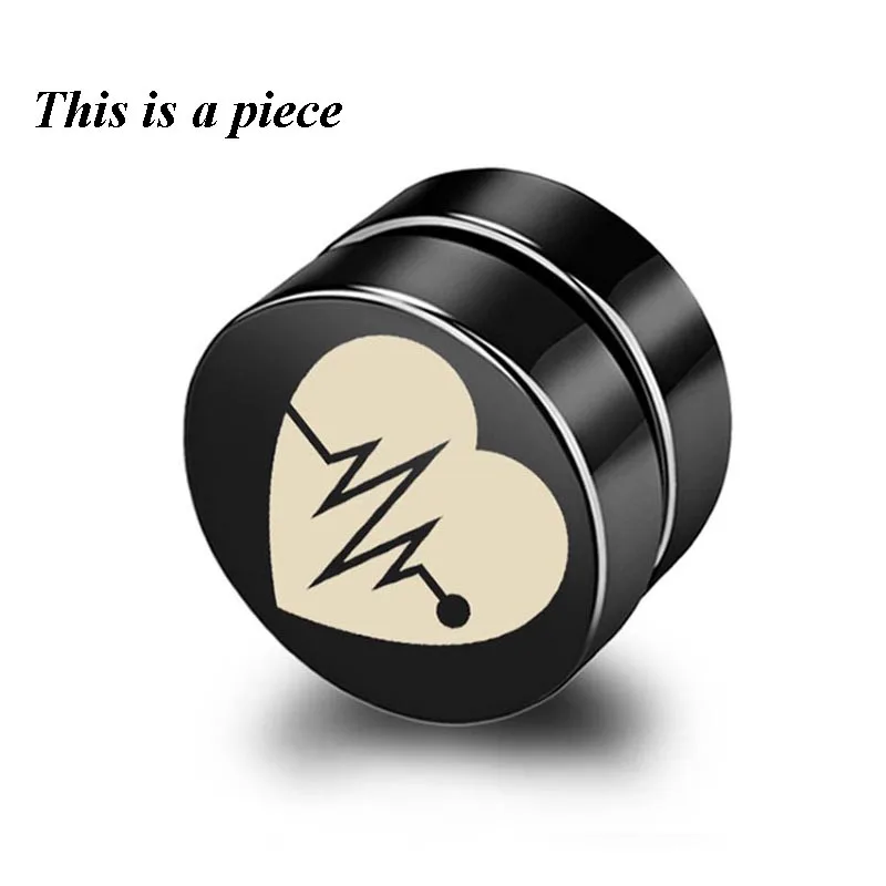 2Pcs/set 8/10mm Black Stainless Steel ECG Ear Clip NON-Pierced Rock Earrings Magnet Magnetic Fake Punk Jewelry | Украшения и