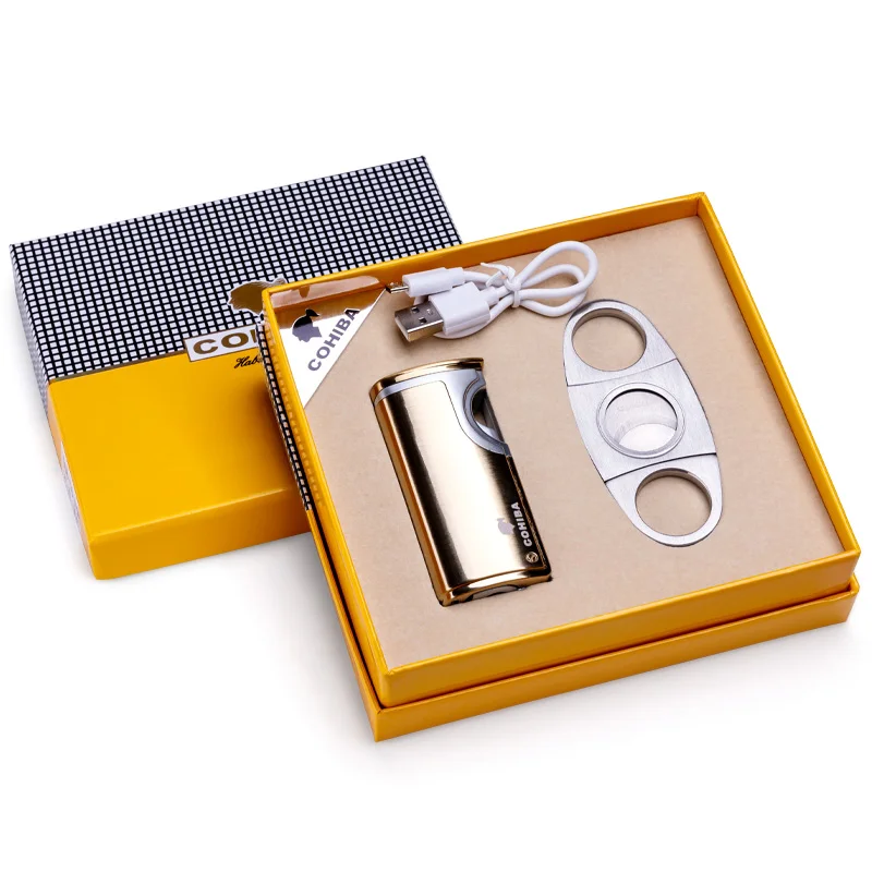 Cohiba USB кабель для зарядки сигарет зажигалка с сигары удар из нержавеющей стали сигары резак набор CLB-50